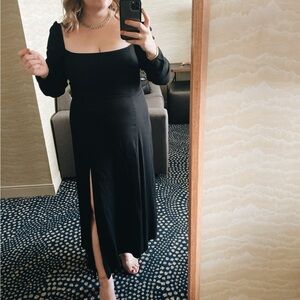 Reformation Black Long Sleeve Dress